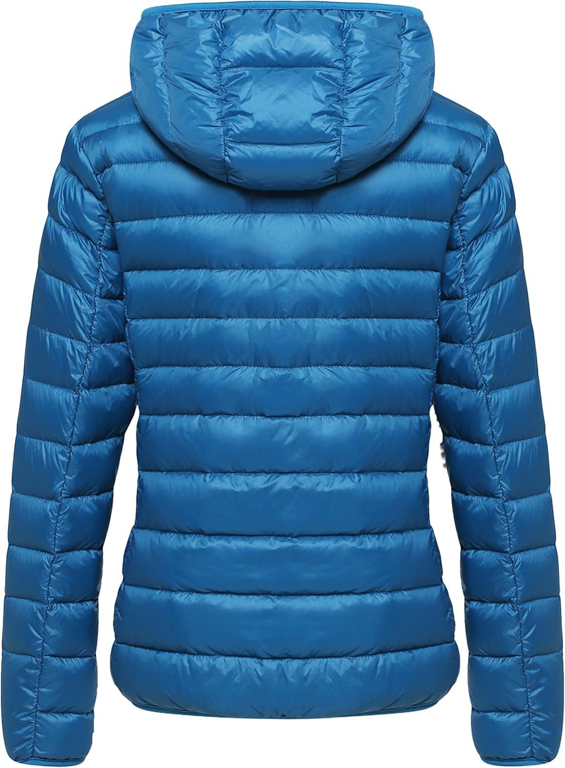 imageWantdo Womens Hooded Packable Ultra Light Weight Short Down JacketPure Acid Blue