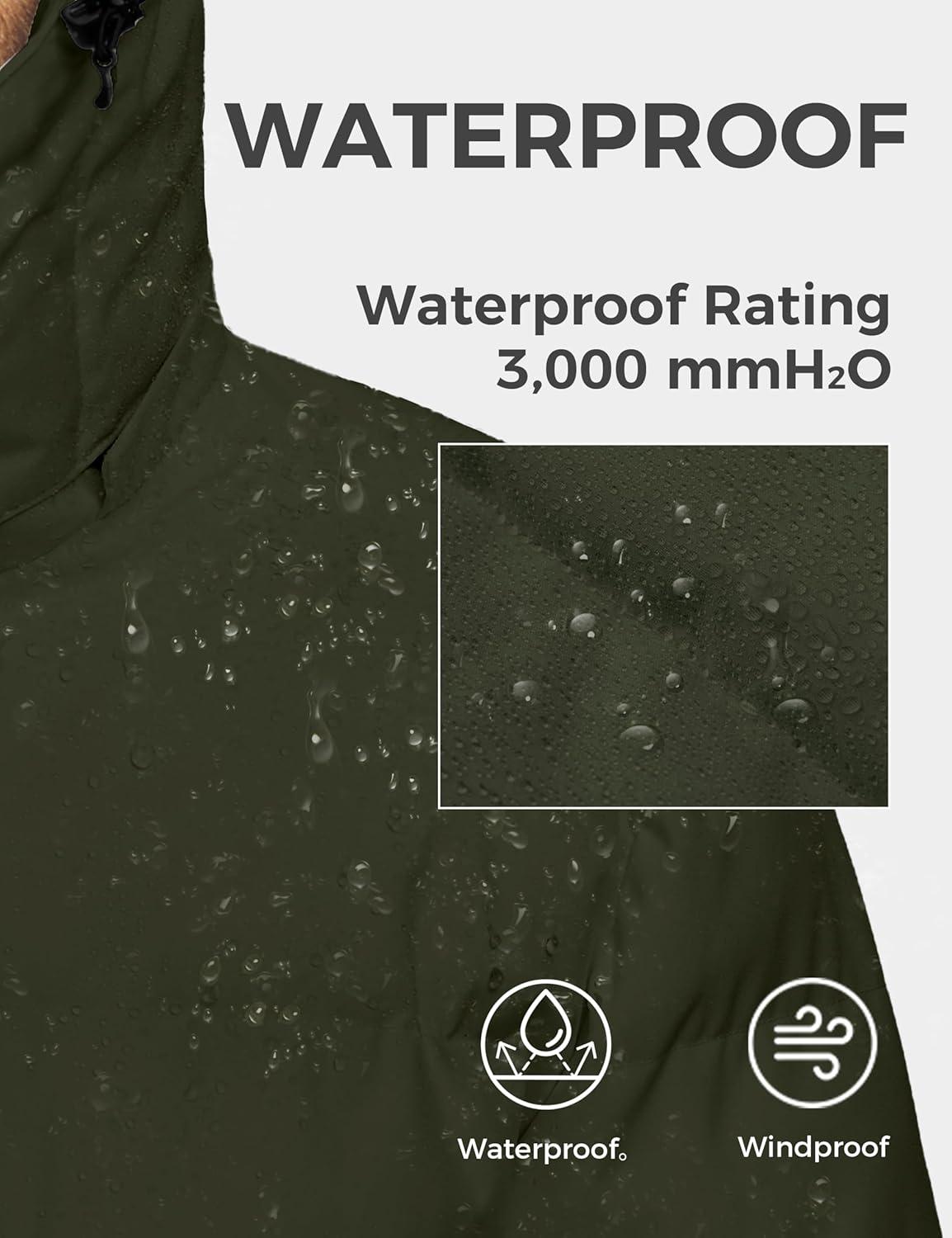 imagewantdo Mens Waterproof Puffer Jacket Warm Winter Coat Thicken Parka Jacket with Removable Hood Regular and Big SizeGreen
