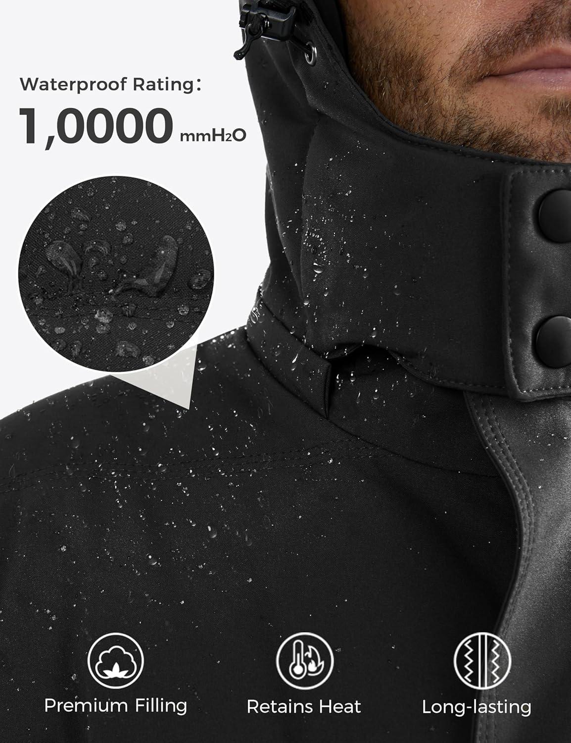 imageWantdo Mens Hooded Winter Coat Warm Puffer Jacket Thicken Cotton Coat with Removable HoodBlack