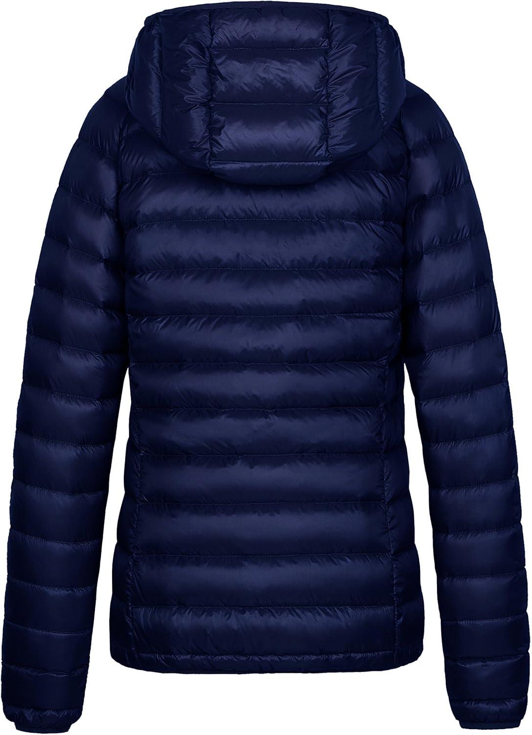 imageWantdo Womens Packable Down Jacket Lightweight Puffer Jacket Hooded Winter CoatNavy