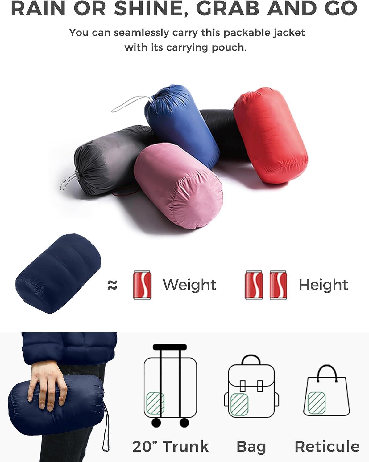 imageWantdo Womens Packable Down Jacket Lightweight Puffer Jacket Hooded Winter CoatNavy