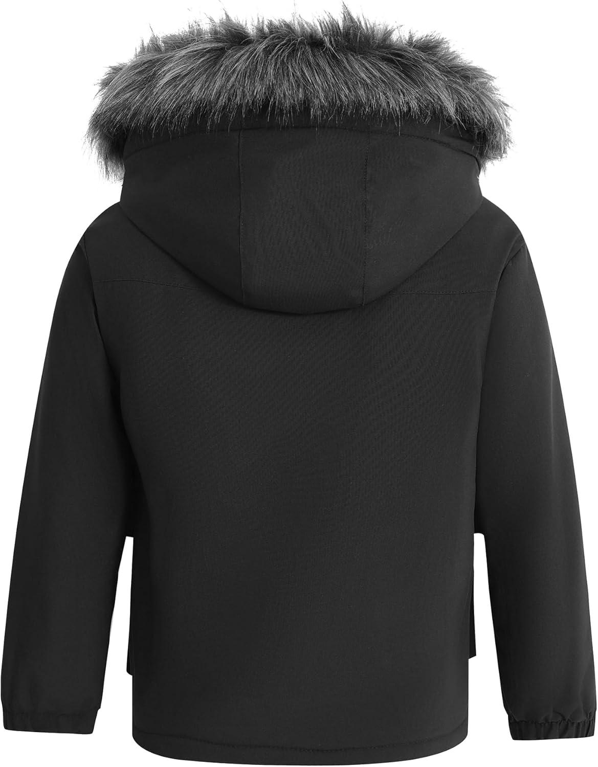 imagewantdo Boys Winter Coat Waterproof Windbreaker Snow Ski Jacket Warm Thick Kids Coats Rain JacketsBlack