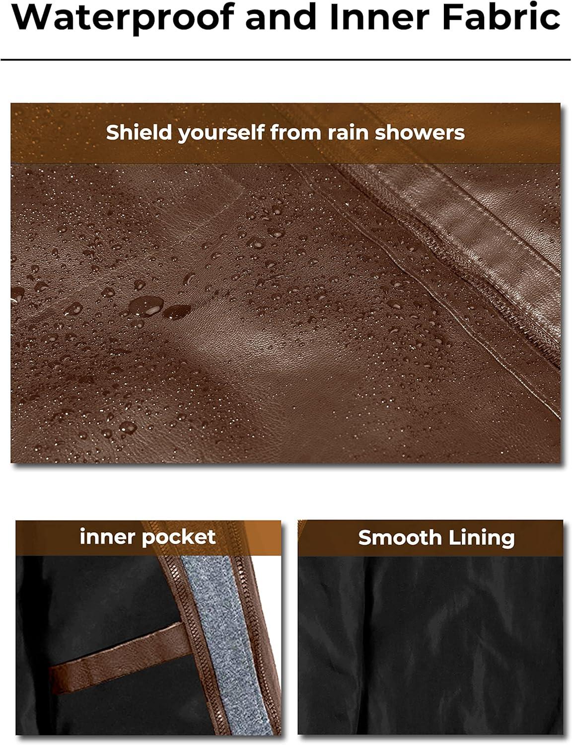 imagewantdo Mens Faux Leather Jacket with Removable Hood Motorcycle Jacket Casual Warm Winter CoatBrownlightweight