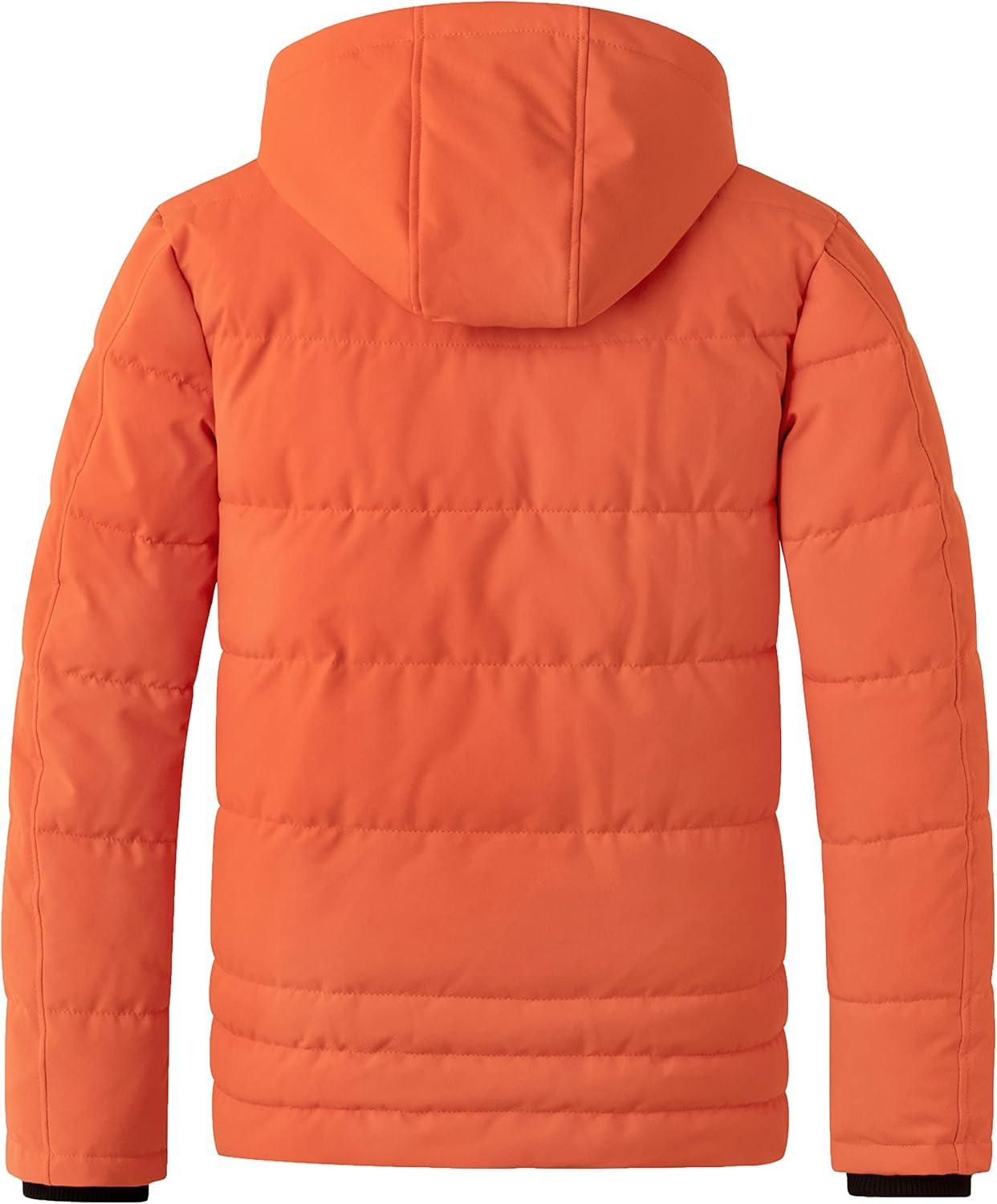 imagewantdo Mens Thicken Puffer Jacket Padded Waterproof Warm Winter Coat with HoodOrange