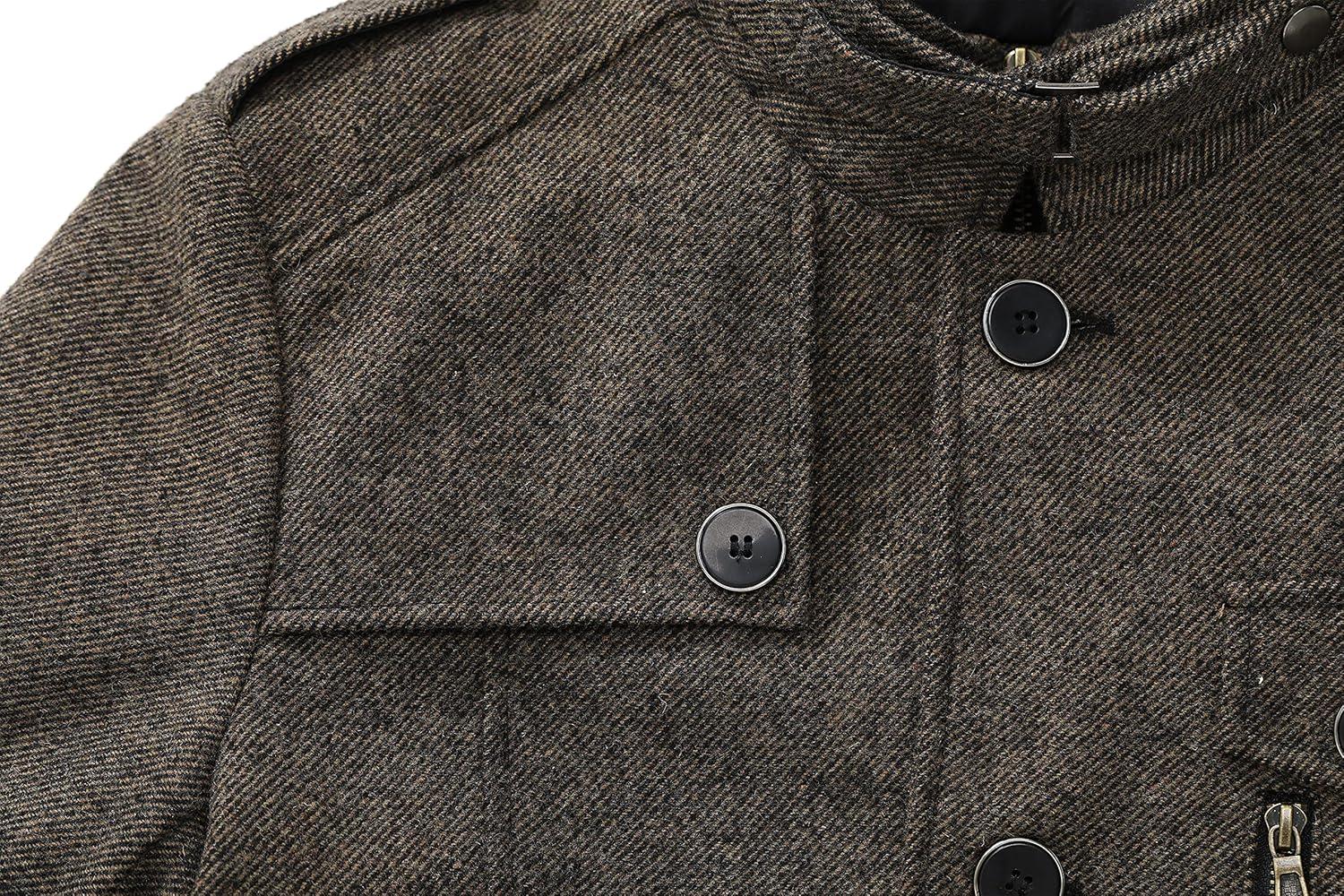 imagewantdo Mens Wool Blend Jacket Stand Collar Windproof Pea CoatCoffeeultrathick