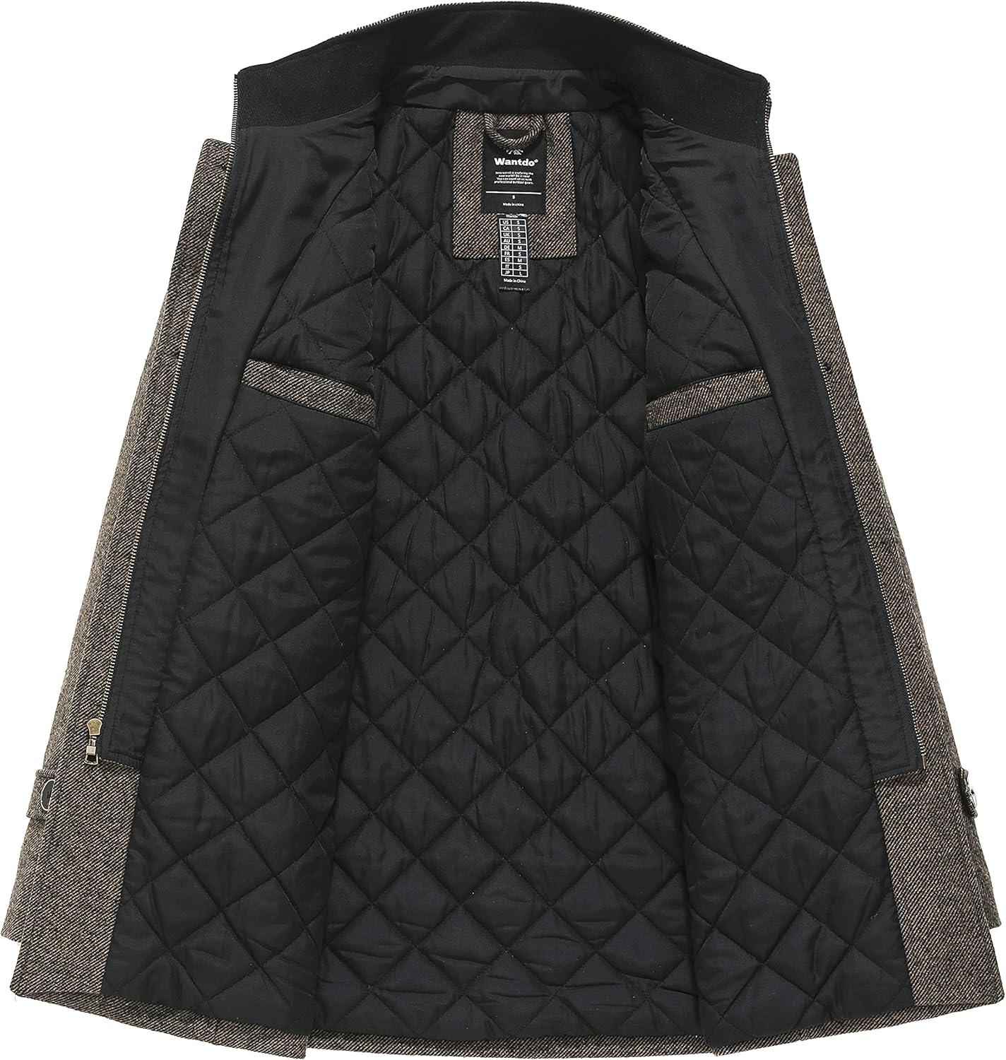 imagewantdo Mens Wool Blend Jacket Stand Collar Windproof Pea CoatCoffeeultrathick