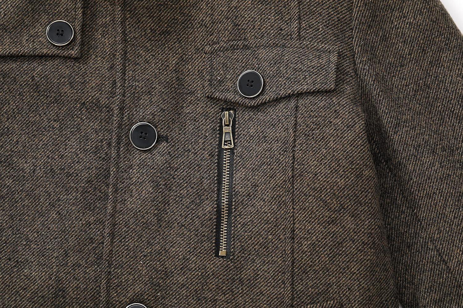 imagewantdo Mens Wool Blend Jacket Stand Collar Windproof Pea CoatCoffeeultrathick