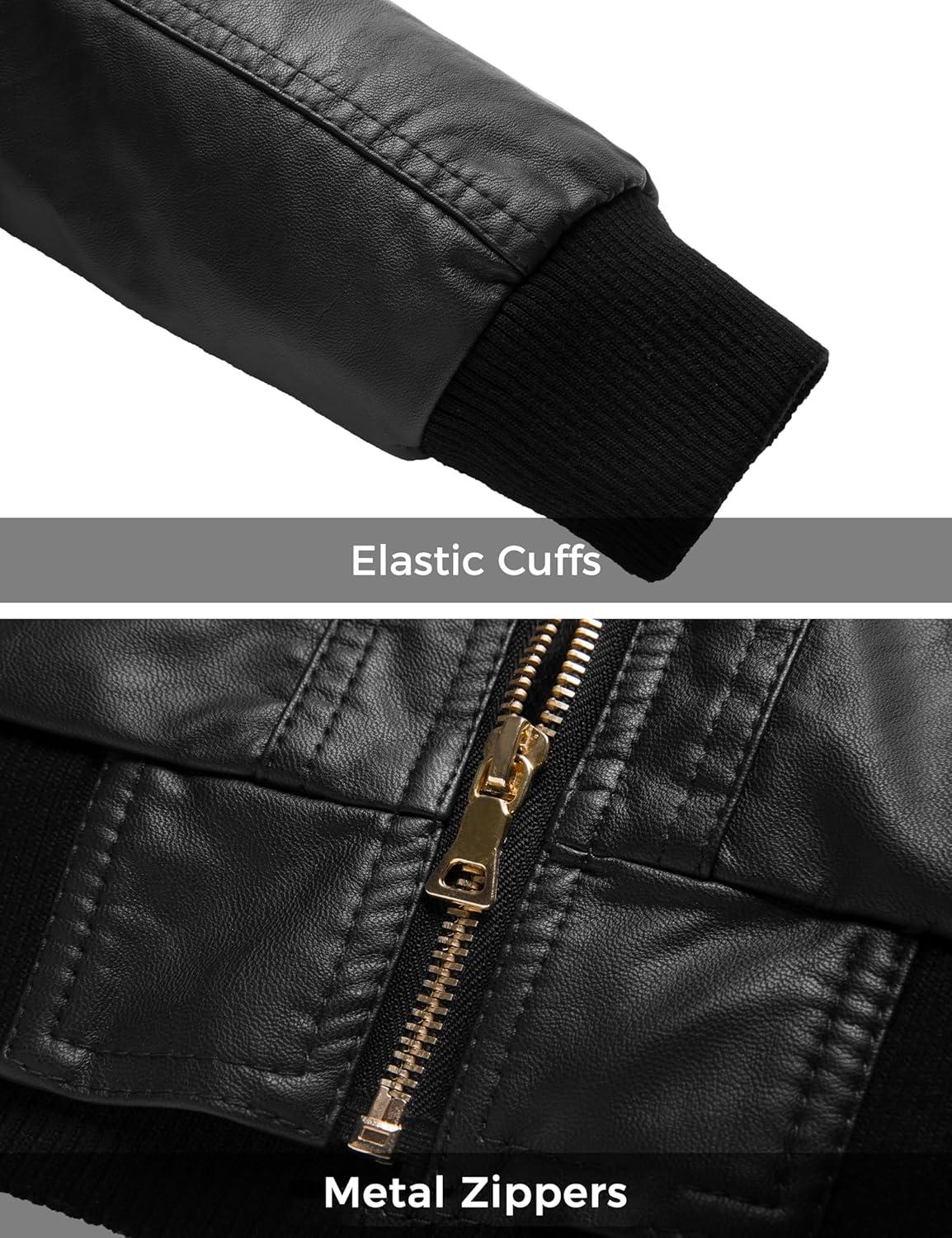 imagewantdo Womens Lightweight Leather Jacket Casual Motorcycle PU Biker Coat with Removable HoodPure Blacklightweight