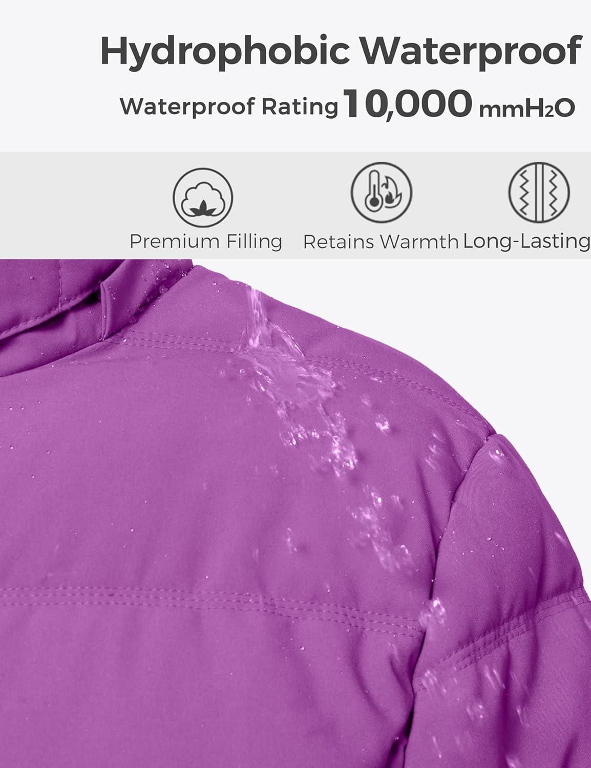 imagewantdo Womens Plus Size Winter Coats Quilted Thicken Puffer Jacket with Removable HoodPurple