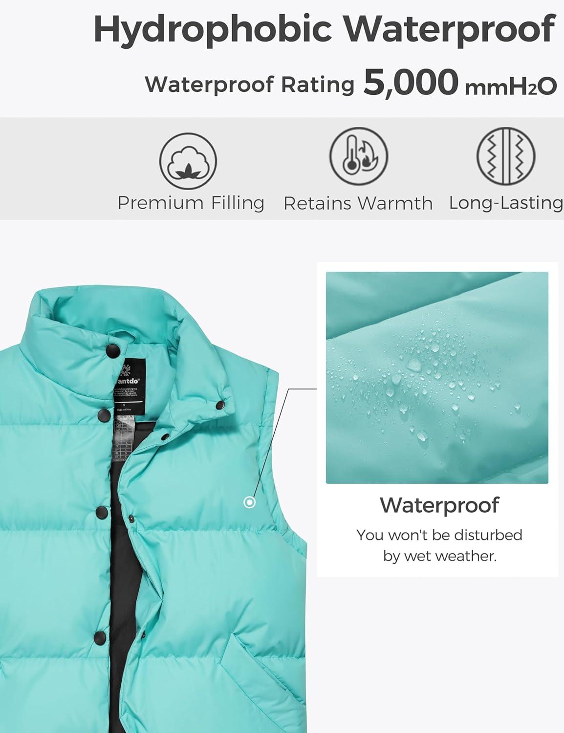 imagewantdo Womens Puffer Vests Thicken Winter Vest Outerwear Warm Puffy VestMint Green
