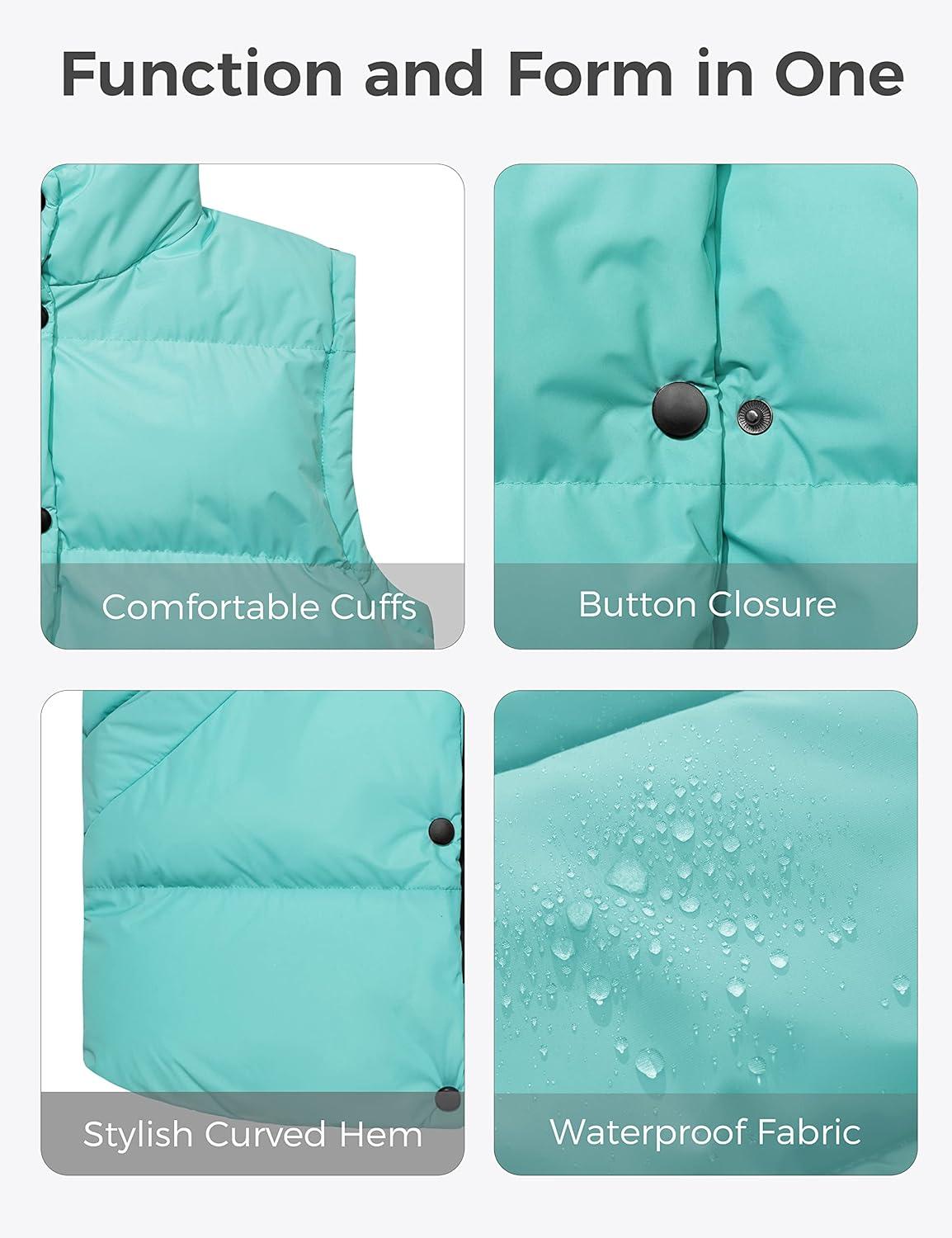 imagewantdo Womens Puffer Vests Thicken Winter Vest Outerwear Warm Puffy VestMint Green
