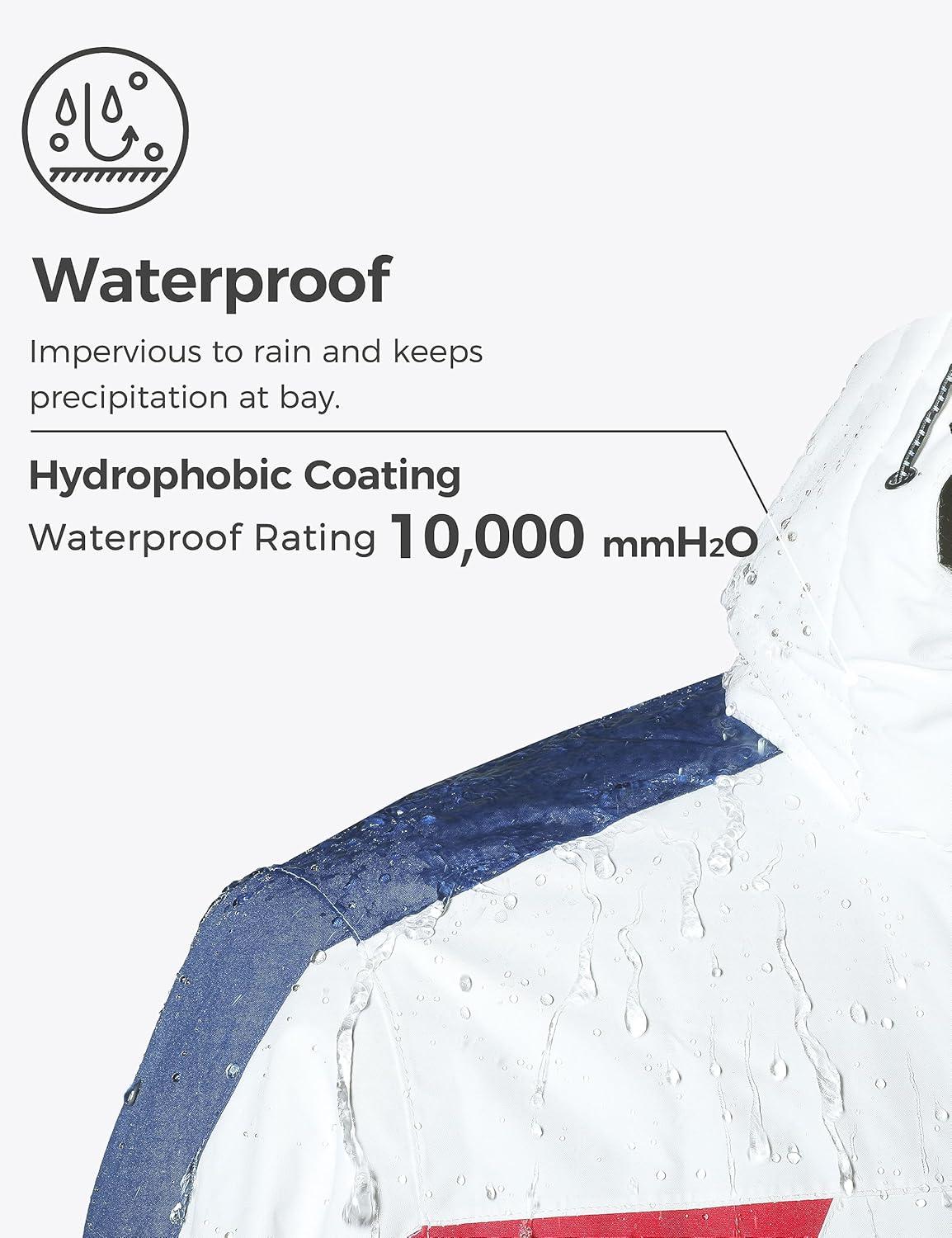 imageWantdo Mens Mountain Waterproof Ski Jacket Warm Winter Snowboarding Jacket Snow Rain CoatWhite