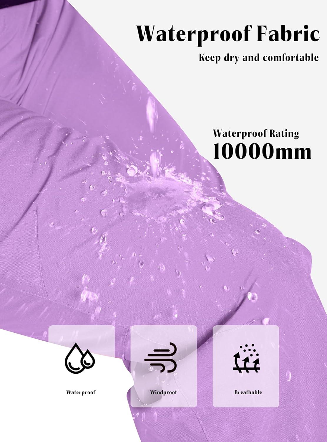 imagewantdo Kids Girls Waterproof Ski Bibs Warm Snow Winter Pants Winter Warm Pants InsulatedLight Purple