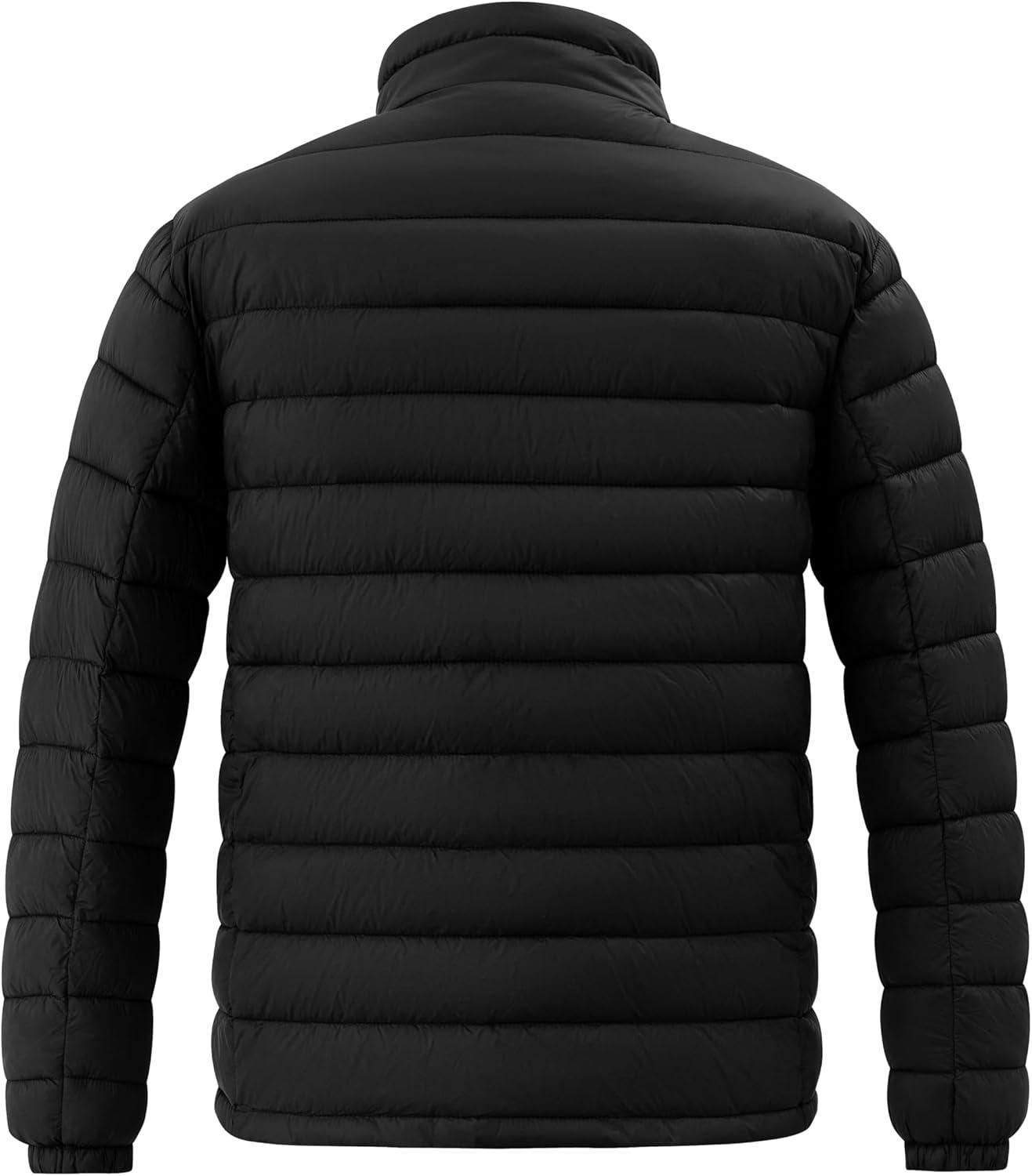 imagewantdo Mens Lightweight Puffer Jacket Warm Winter Jacket Windproof Winter Coat Regular and BigBlack