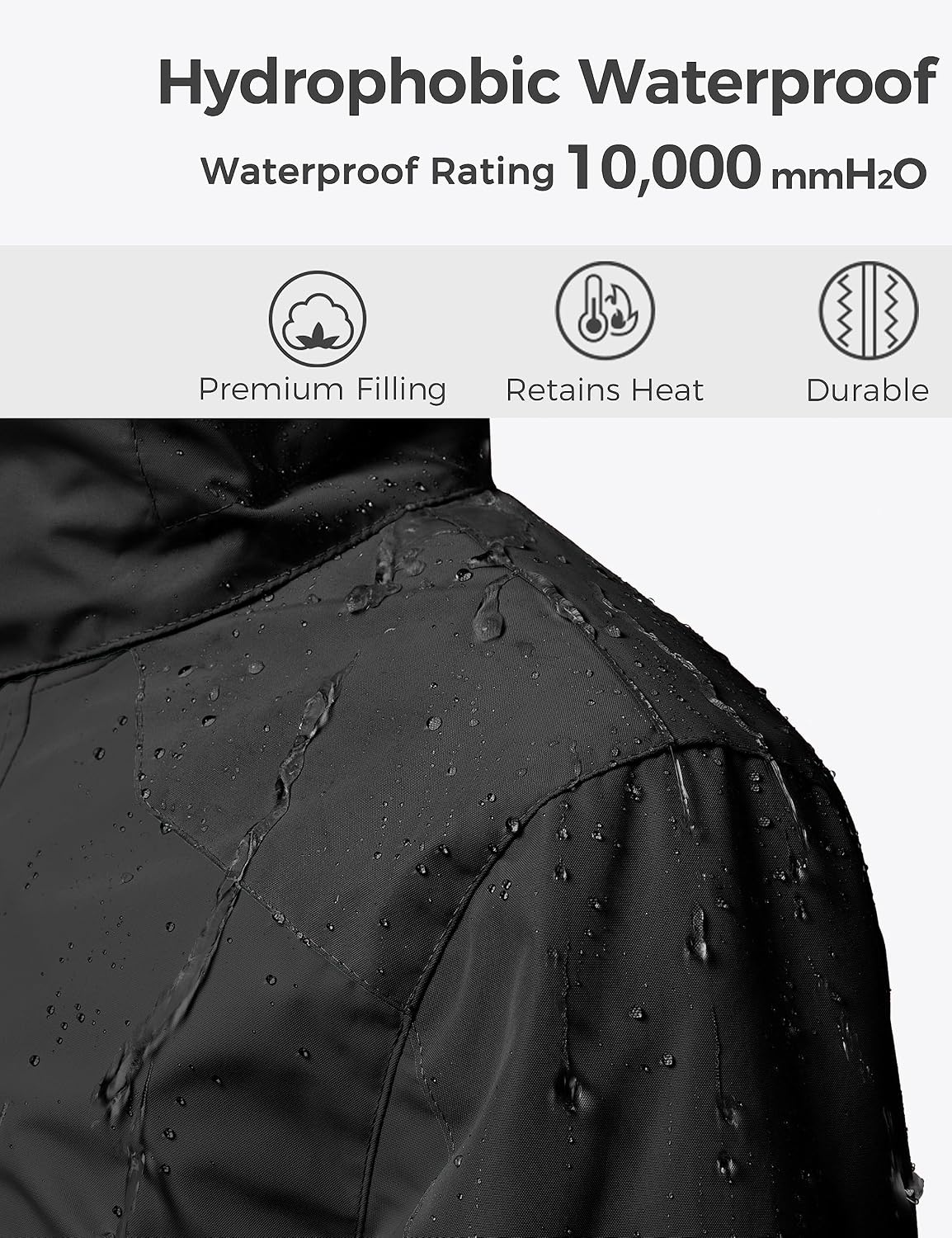 image:imagewantdo Girls 3in1 Ski Jacket Windproof Winter Coat Hooded RaincoatBlack