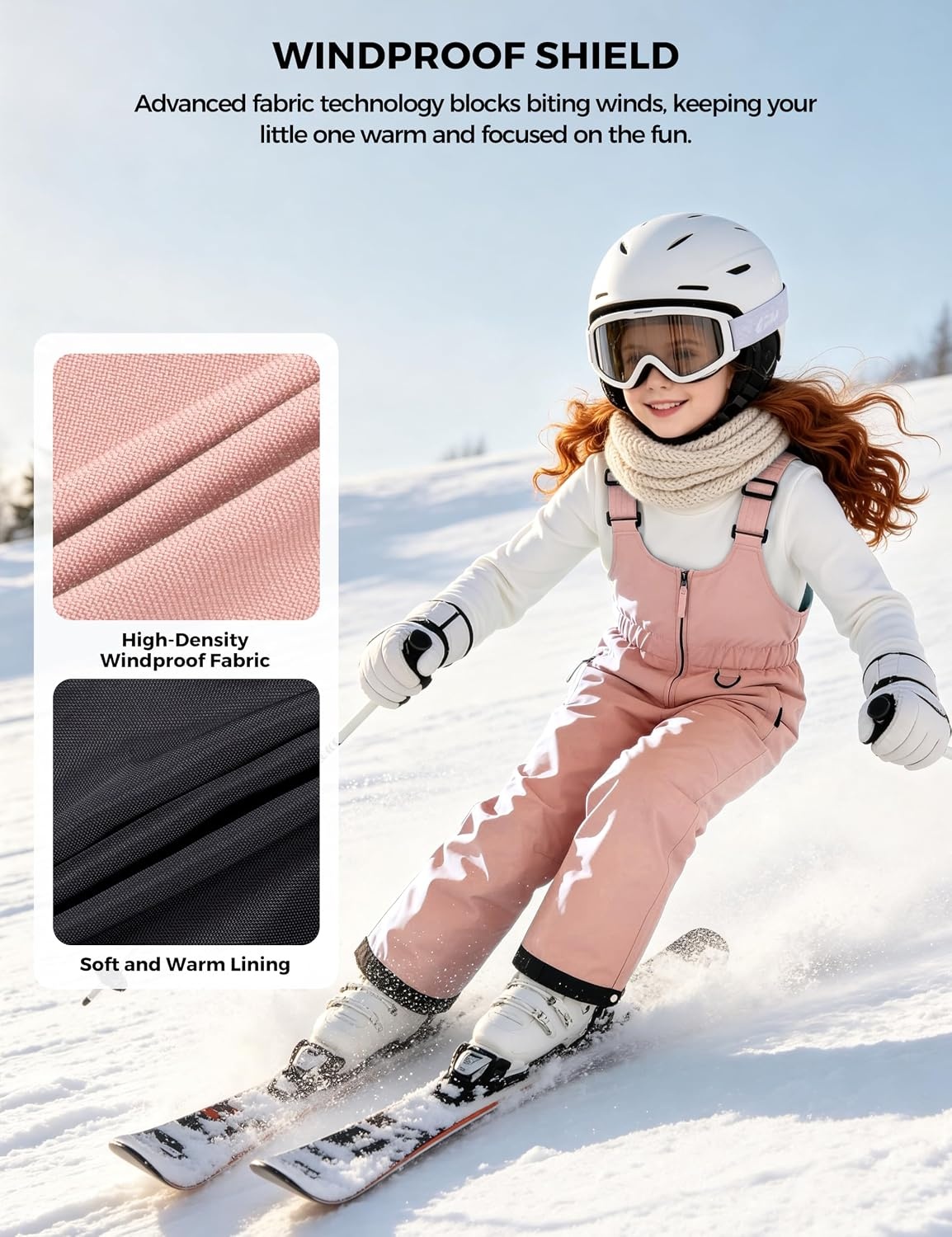 image:imagewantdo Girls Ski Pants Winter Snow Bibs Kids Insulated Snowboarding OverallPink