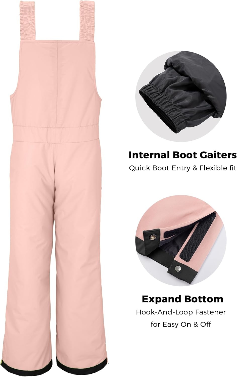 image:imagewantdo Girls Ski Pants Winter Snow Bibs Kids Insulated Snowboarding OverallPink