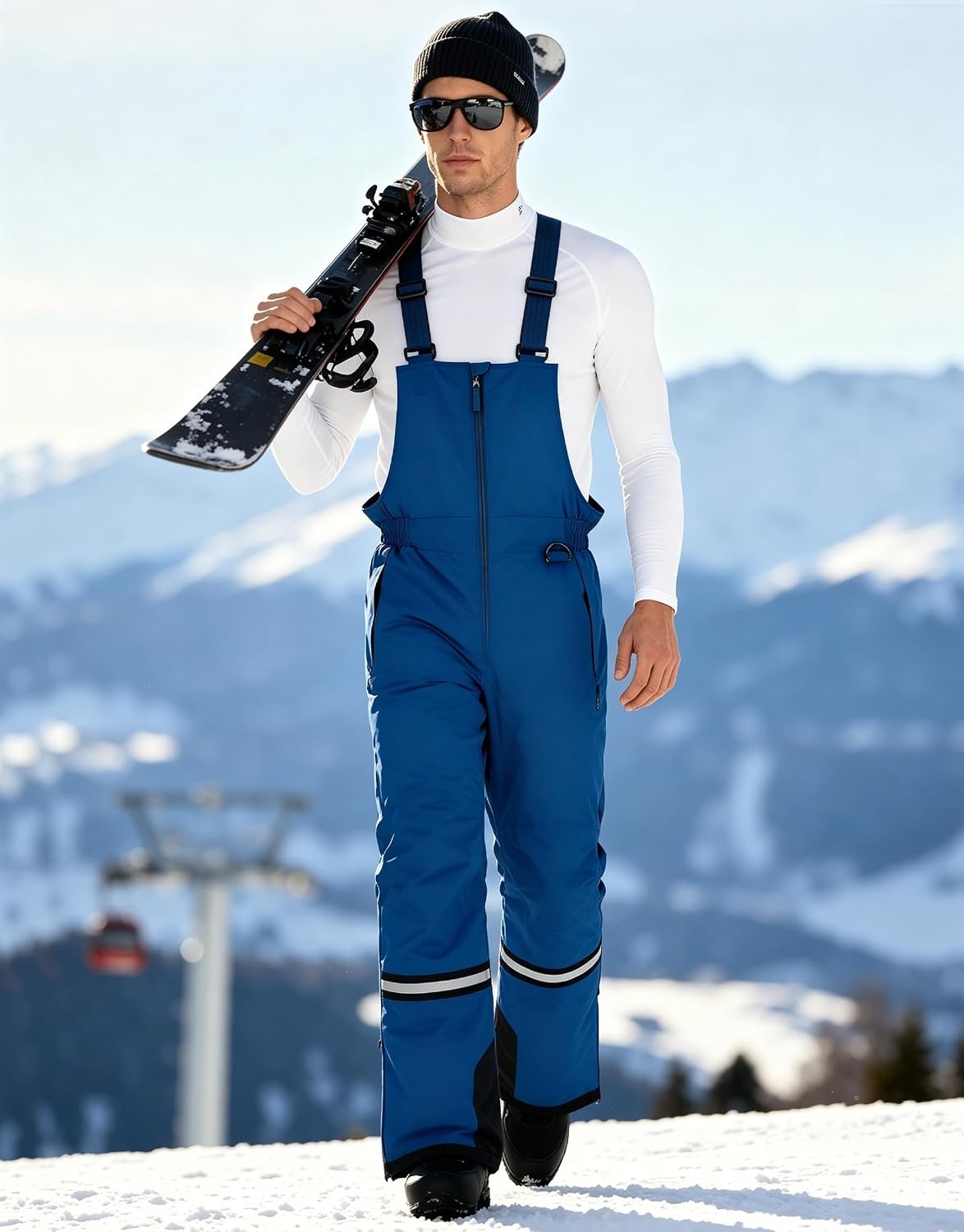 image:imagewantdo Mens Snow Bibs Warm Winter Ski Pants Outdoor Snowboard OverallsNavy