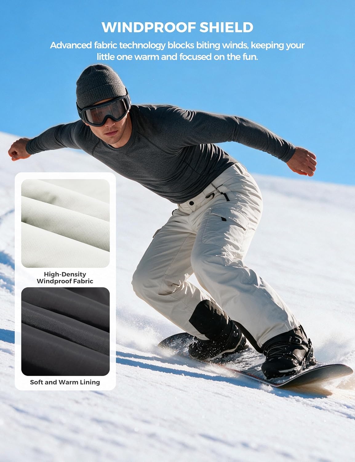 image:imagewantdo Mens Snow Pants Warm Winter Ski Bibs Outdoor Snowboard OverallsWhite