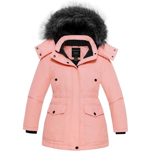 wantdo Girl’s Winter Coat Warm Fleece Puffer Jacket Waterproof Parka with Faux Fur Hood(Coral Pink)