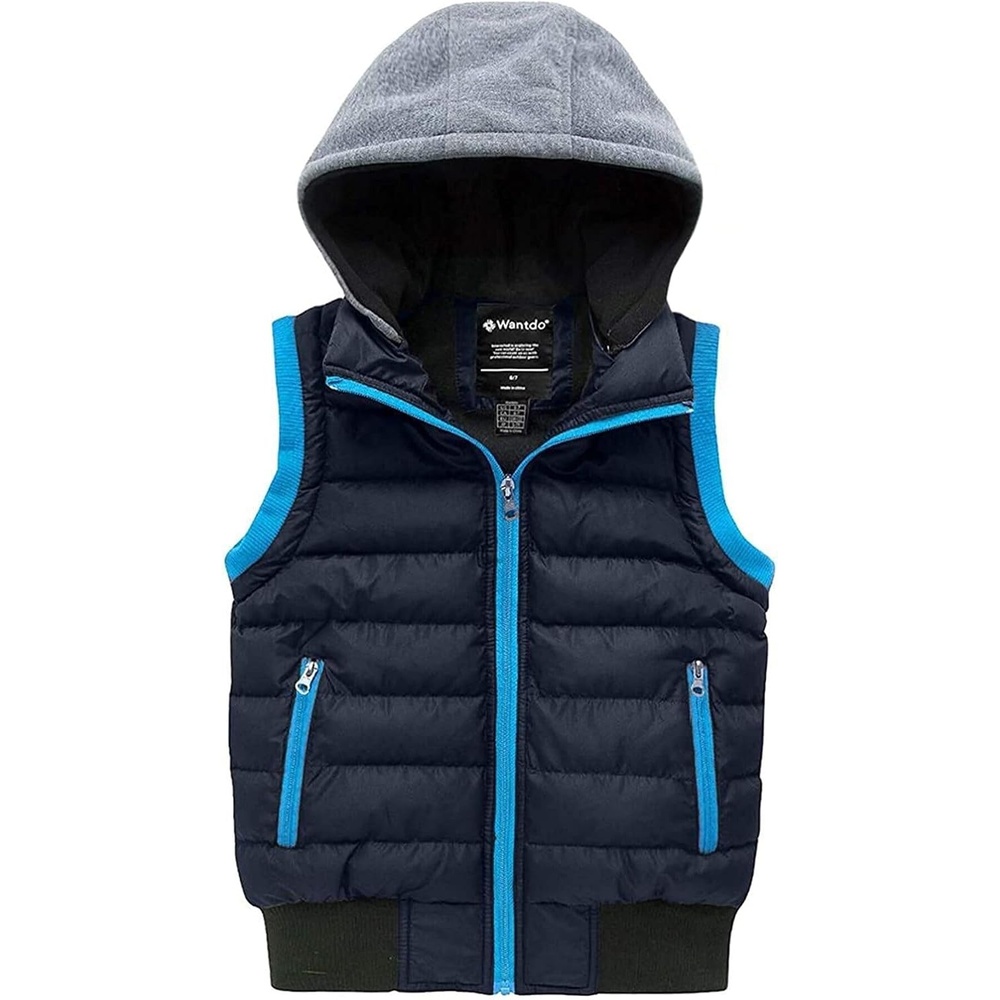 image:imagewantdo Boys Puffer Vest Waterproof Sleeveless Winter Coat with Zip PocketsNavy