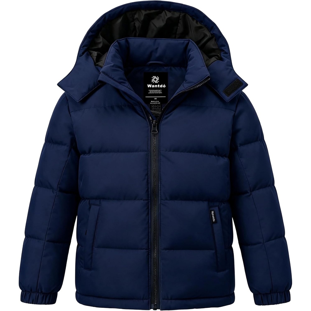 image:imagewantdo Boys Winter Coat Waterproof Puffer Jacket Parka with Removable HoodNavy