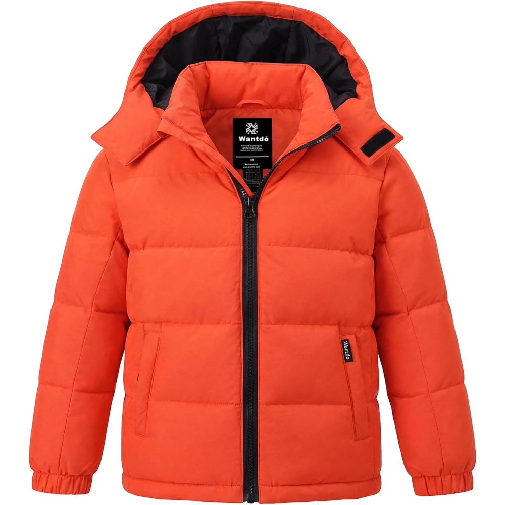 image:imagewantdo Boys Winter Coat Waterproof Puffer Jacket Parka with Removable HoodOrange