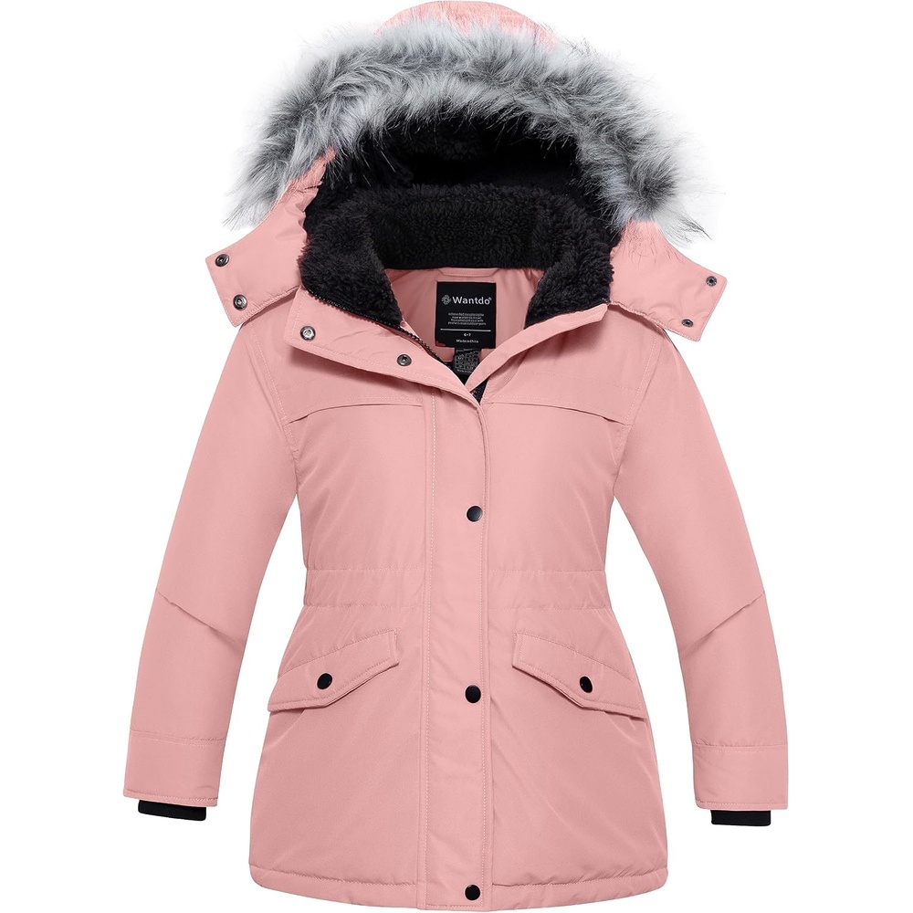 image:imagewantdo Girls Long Winter Coat Waterproof Puffer Jacket Warm Parka HoodedPink