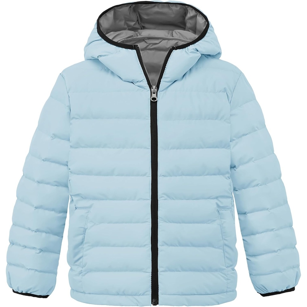 image:imagewantdo Girls Warm Winter Coat Lightweight Puffer Jacket Outerwear HoodedAcid Blue