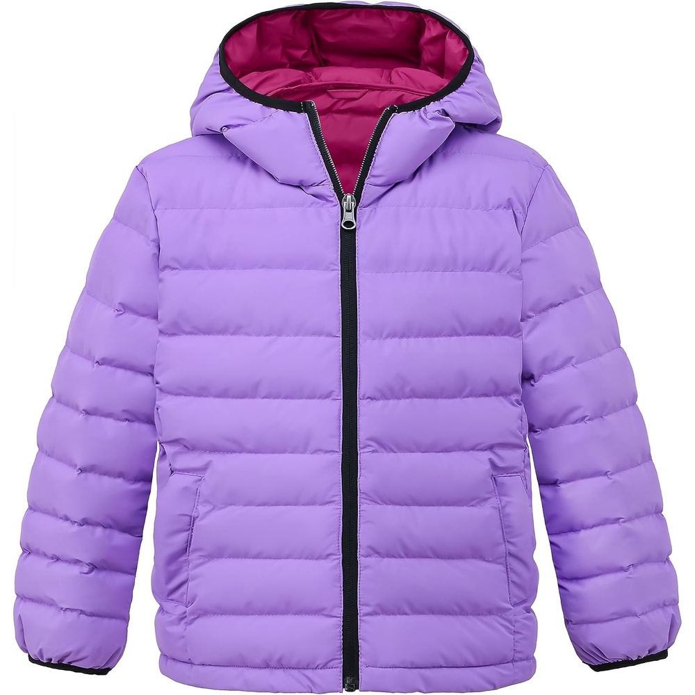 image:imagewantdo Girls Warm Winter Coat Lightweight Puffer Jacket Outerwear HoodedPurple