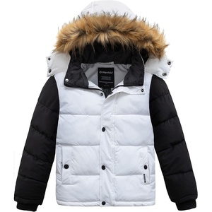 wantdo Boys’ Winter Coat Warm Puffer Jacket Waterproof with Faux Fur Hood(White & Black)