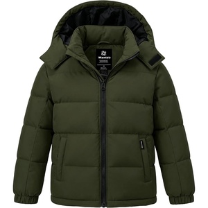 wantdo Boys’ Winter Coat Waterproof Puffer Jacket Parka with Removable Hood(Army Green)