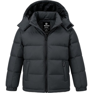 wantdo Boys’ Winter Coat Waterproof Puffer Jacket Parka with Removable Hood(Dark Gray)