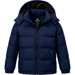 wantdo Boys’ Winter Coat Waterproof Puffer Jacket Parka with Removable Hood(Navy)