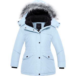wantdo Girls’ Long Winter Coat Waterproof Puffer Jacket Warm Parka Hooded(Light Blue)