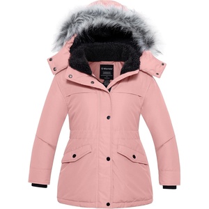 wantdo Girls’ Long Winter Coat Waterproof Puffer Jacket Warm Parka Hooded(Pink)