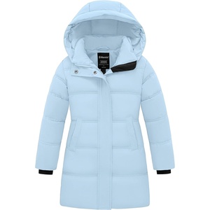 wantdo Girls’ Winter Coat Long Puffer Jacket Thickened Parka Hooded(Light Blue)