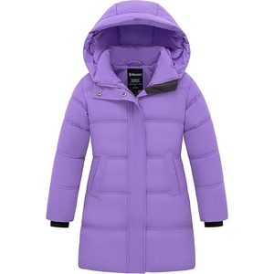 wantdo Girls’ Winter Coat Long Puffer Jacket Thickened Parka Hooded(Purple)