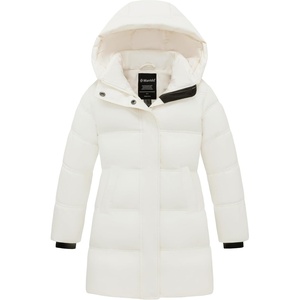 wantdo Girls’ Winter Coat Long Puffer Jacket Thickened Parka Hooded(White)