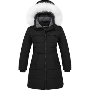 wantdo Girls’ Winter Coat Waterproof Long Puffer Jacket Warm Parka Hooded(Black)