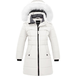 wantdo Girls’ Winter Coat Waterproof Long Puffer Jacket Warm Parka Hooded(Creamy White)