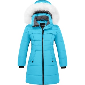 wantdo Girls’ Winter Coat Waterproof Long Puffer Jacket Warm Parka Hooded(Light Blue)