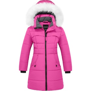 wantdo Girls’ Winter Coat Waterproof Long Puffer Jacket Warm Parka Hooded(Pink)