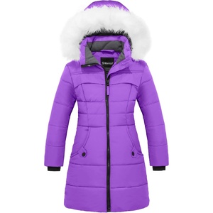 wantdo Girls’ Winter Coat Waterproof Long Puffer Jacket Warm Parka Hooded(Purple)