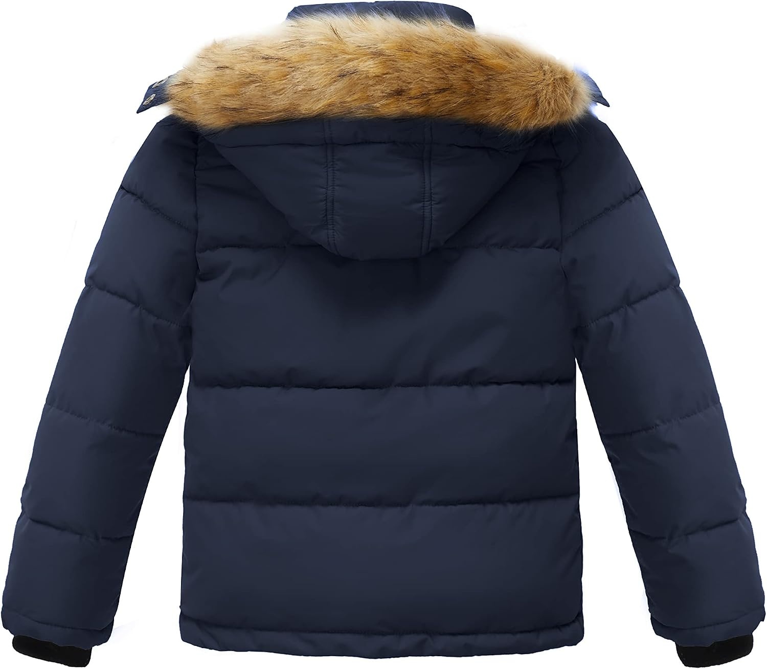 image:imagewantdo Boys Winter Coat Warm Puffer Jacket Waterproof with Faux Fur HoodNavy