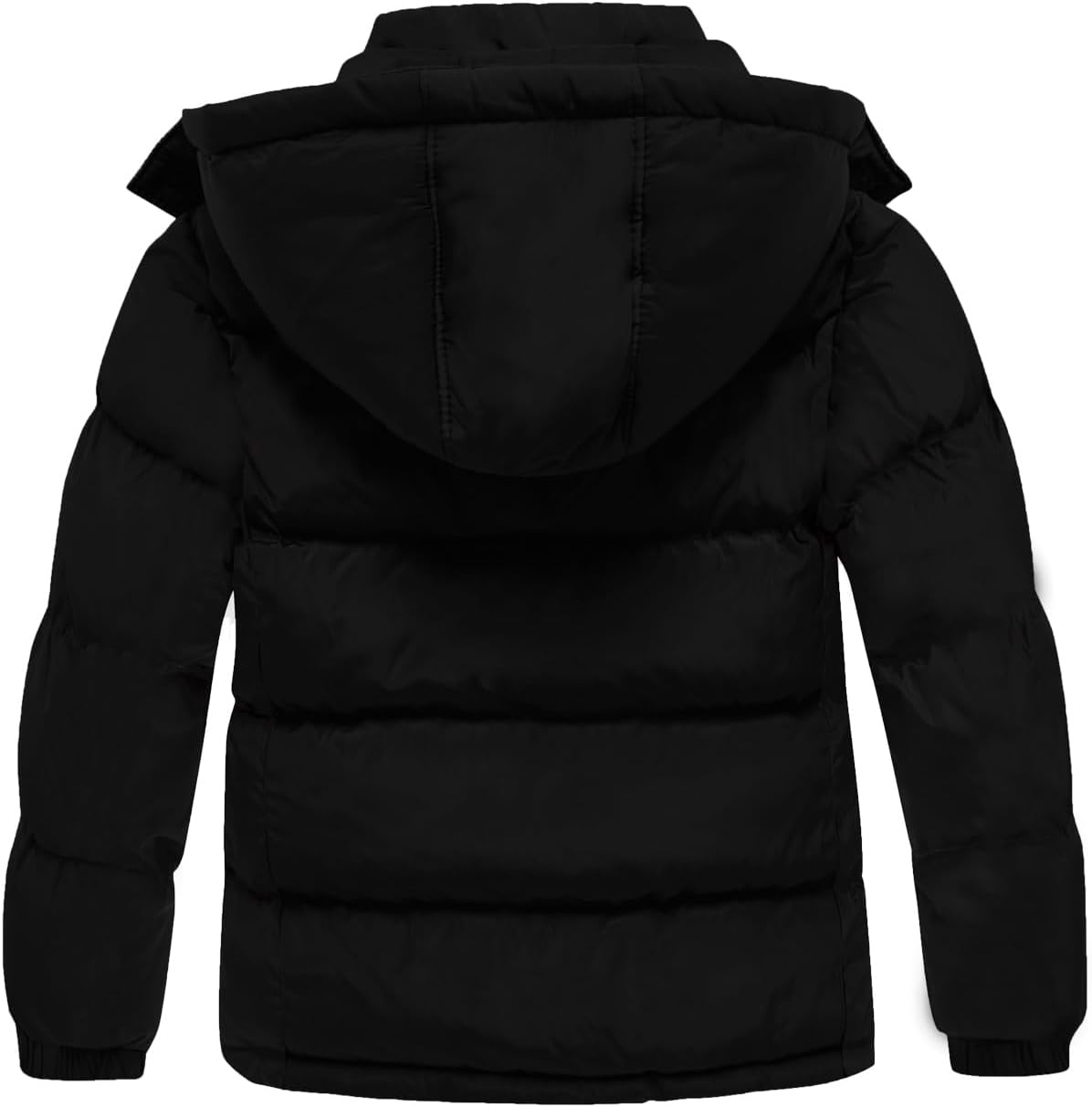 image:imagewantdo Boys Winter Coat Waterproof Puffer Jacket Parka with Removable HoodBlack