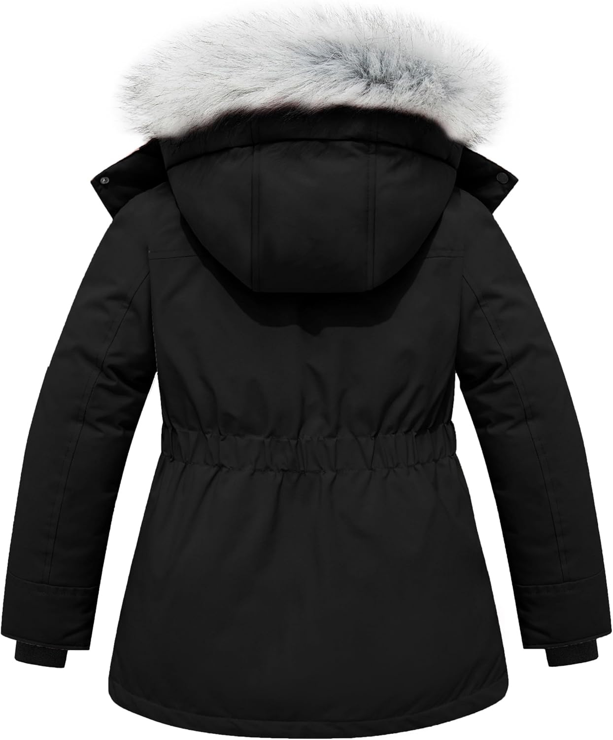 image:imagewantdo Girls Long Winter Coat Waterproof Puffer Jacket Warm Parka HoodedBlack