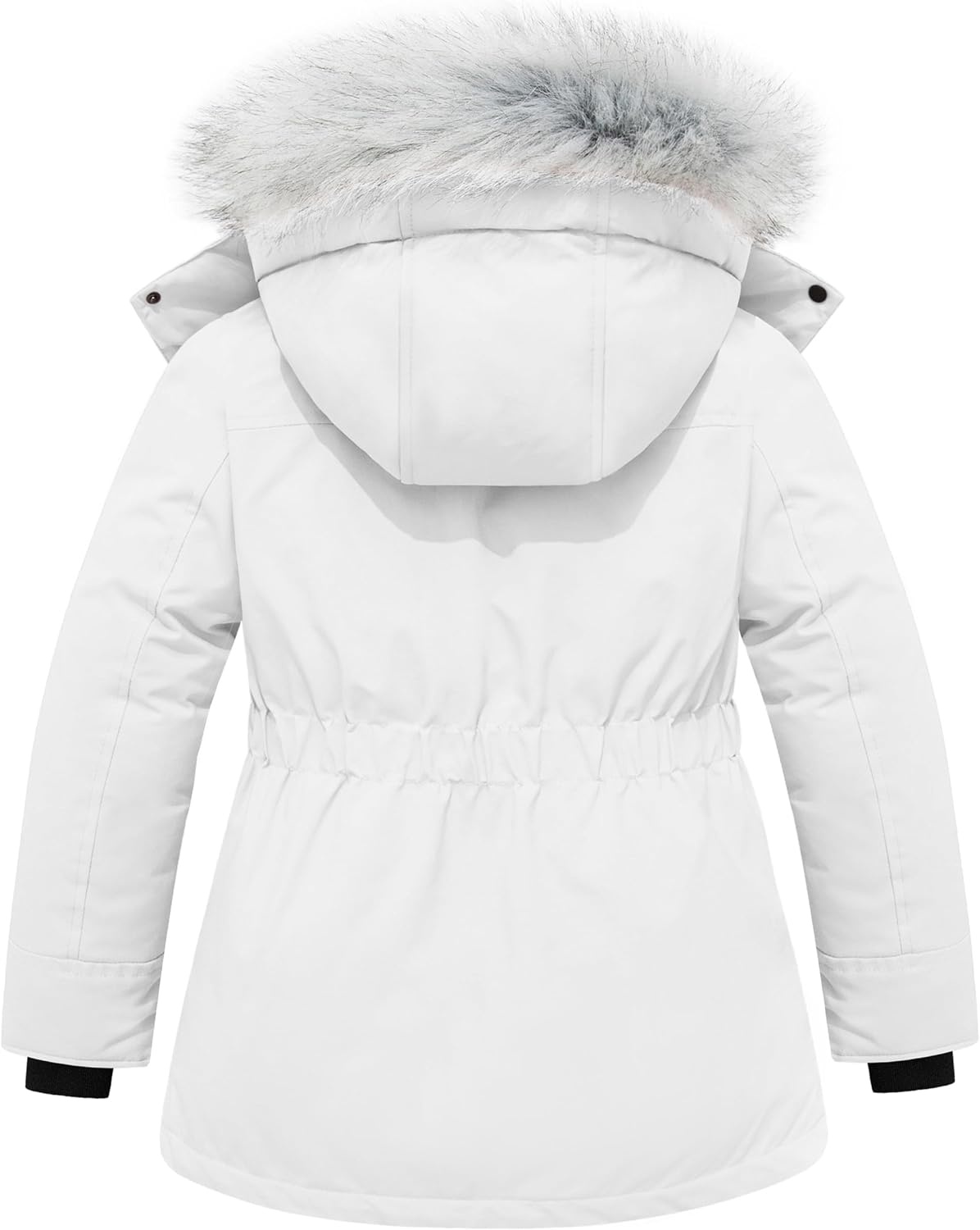 image:imagewantdo Girls Long Winter Coat Waterproof Puffer Jacket Warm Parka HoodedWhite