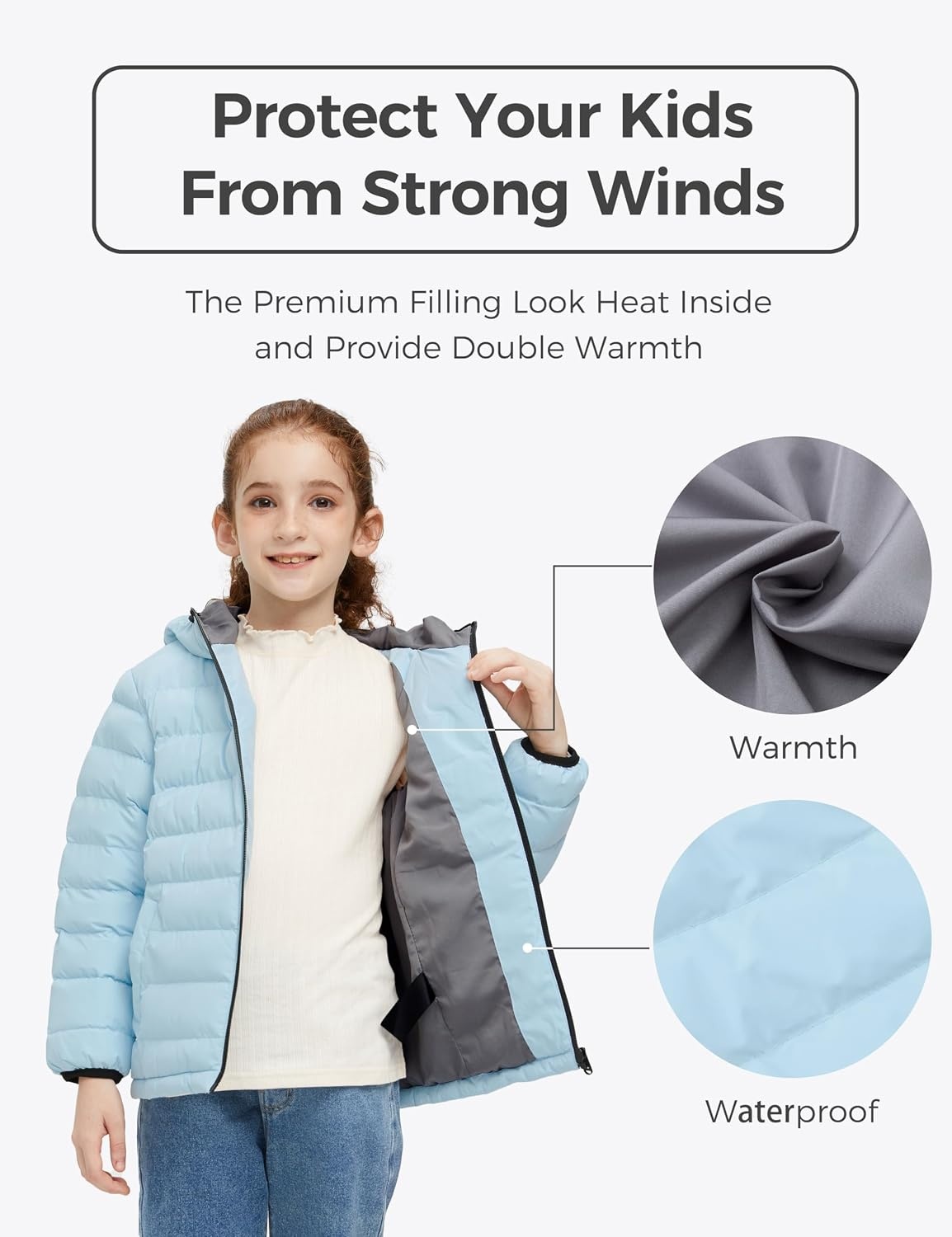 image:imagewantdo Girls Warm Winter Coat Lightweight Puffer Jacket Outerwear HoodedAcid Blue
