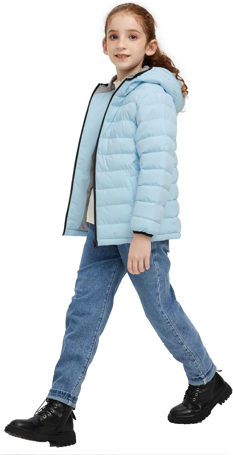 image:imagewantdo Girls Warm Winter Coat Lightweight Puffer Jacket Outerwear HoodedAcid Blue